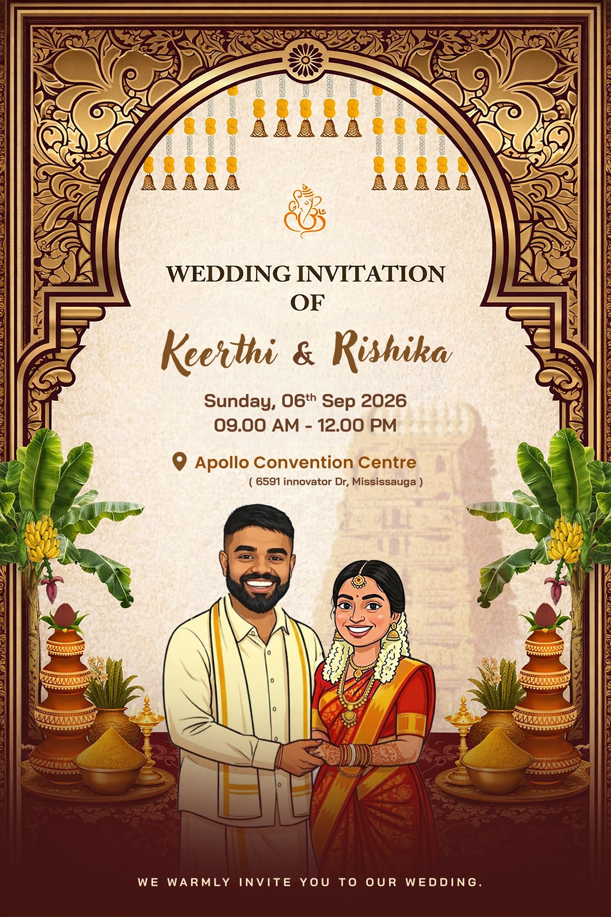 Wedding invitation for Keerthi and Rishika